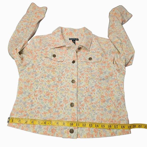Boho Cottagecore Floral Denim Jacket Pastel Y2K Vintage Feminine Women’s Large - Picture 7 of 9